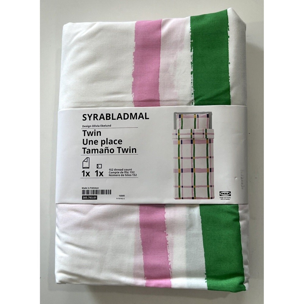 New IKEA SYRABLADMAL Twin Duvet Cover Set with Pillowcase Multicolor/Check